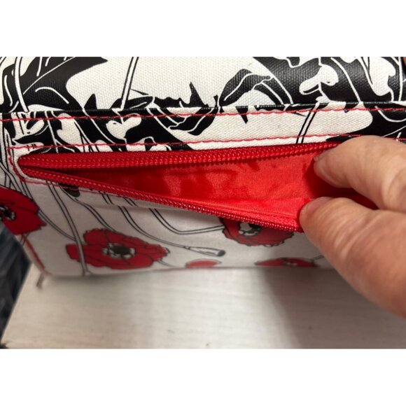 Legion Red & White Floral Wallet With Matching Key Holder Poppies 8 x 5" - Picture 5 of 16